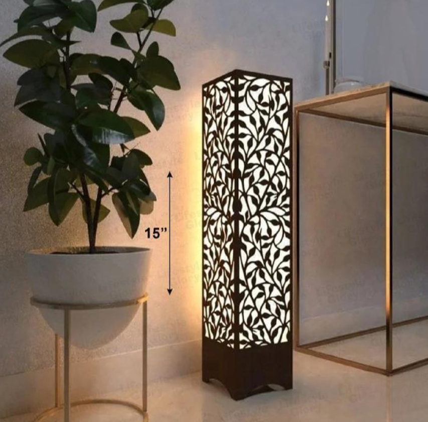 Wooden Leaf Pattern Lamp