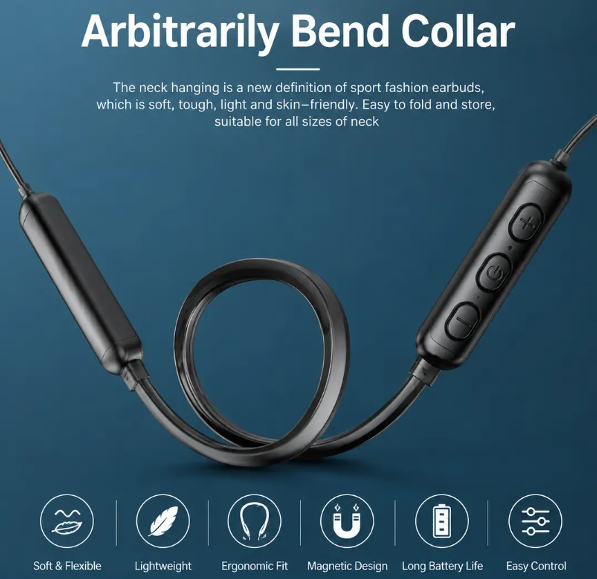 Wireless 9D Bluetooth Headset NeckHanging Stereo Noise Reduction Universal 5.0 Sports Headset Microphone
